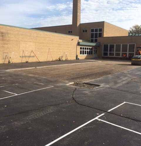 A bridgeview parking lot being renovated by our asphalt paving company in Bridgeview